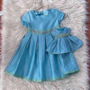 American Girl bitty baby rare Blue and Green Formal Dress Set
